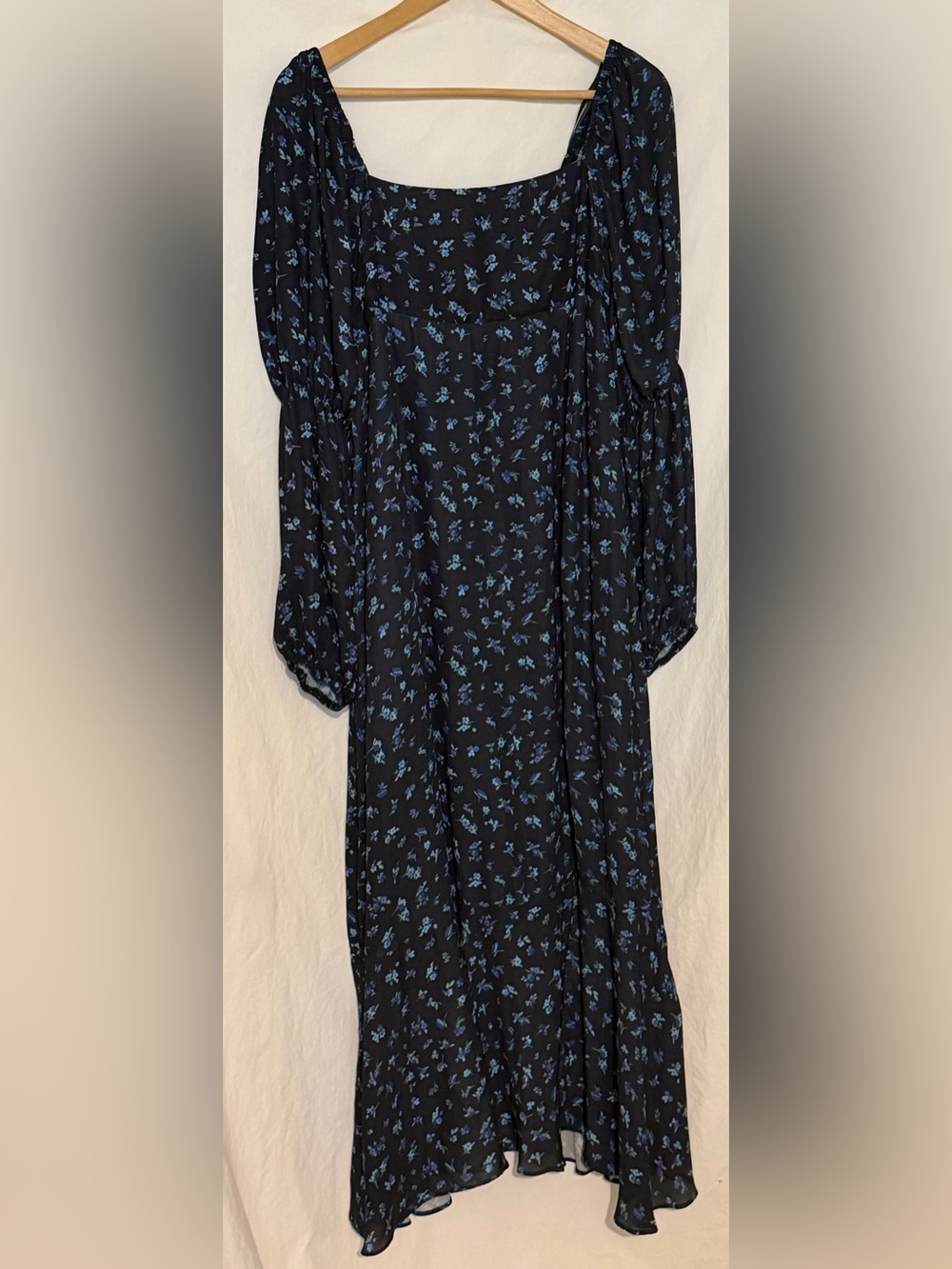 The Frolic Maternity Barlie Dress Floral Square Neck Maxi Long Puff Sleeve US MD